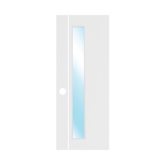 MODERNWOOD โมเดิร์นวูด - ประตู Laminate VINYL ผิวเสี้ยน Revo บานกระจก รุ่น MGMR-001 (เซาะร่องขาว 1 เส้น) ขนาด 80x200 cm. สีขาว เจาะลูกบิด