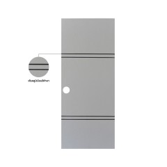 MODERNWOOD โมเดิร์นวูด - ประตู Laminate VINYL ผิวเสี้ยน Revo รุ่น GB-8 (เซาะร่องอลูมิเนียมสีดำเงา) ขนาด 80x200 cm. สีเทา Grey Groove เจาะลูกบิด