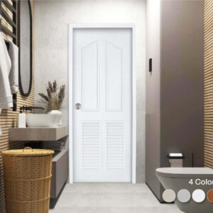 ประตู uPVC สำหรับใช้ภายใน รุ่น Comfort series : PSW-006 บานเกล็ด ผิวเสี้ยนไม้