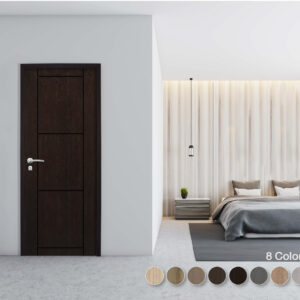 ประตู uPVC สำหรับใช้ภายใน รุ่น Revo-series : LPRM-007 บานเซาะร่อง ผิวเสี้ยนไม้