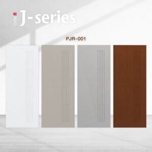 ประตู uPVC สำหรับใช้ภายนอก รุ่น J-series : PJR-001 ผิวเสี้ยนไม้ เซาะร่อง Vacuum